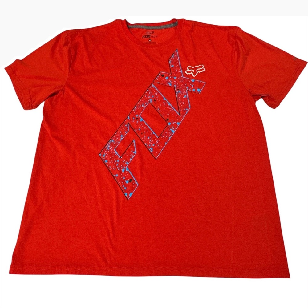 Fox Racing Tech TRUDRI Mens XL Red Graphic Logo Short Sleeve T-Shirt Fit